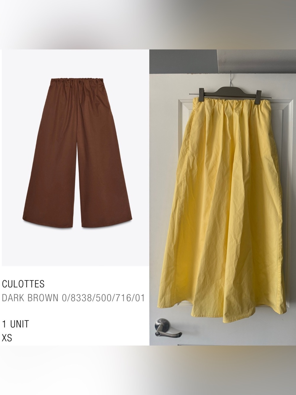 Zara Women’s Wide-Leg Culotte Pants in Butter Yellow XS